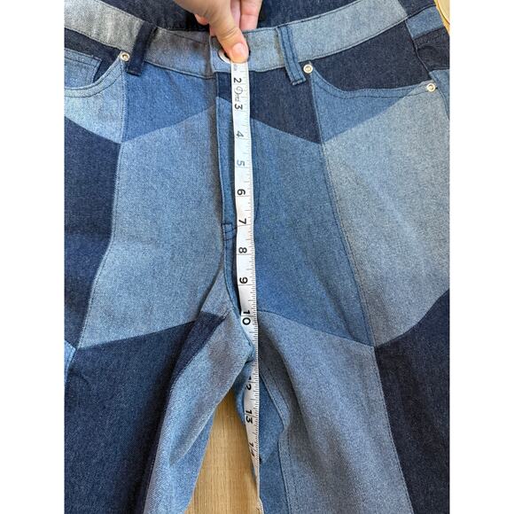 Ashro Patchwork Jeans Size 10 Multi Blue Denim Straight Leg Y2K Inspired Cotton - Picture 7 of 7